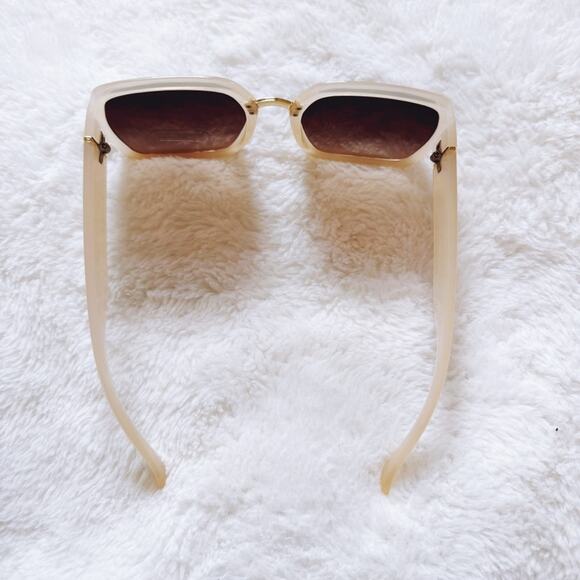 Layla Clear Beige Sleek Square Sunglasses - Picture 7 of 11